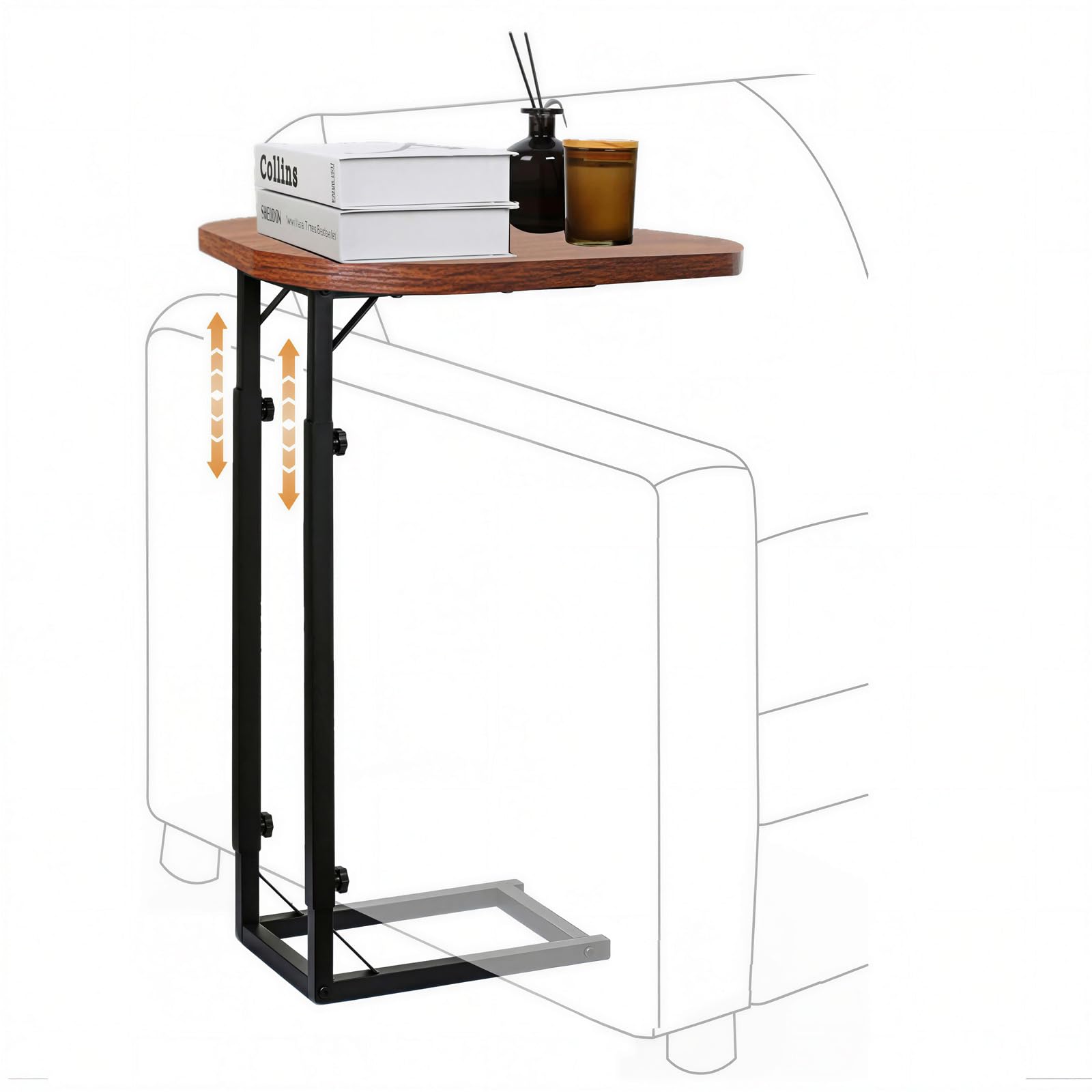 OFIDELITY Side Table, Height Adjustable C table, End Table for Sofa, Couch & Bedside