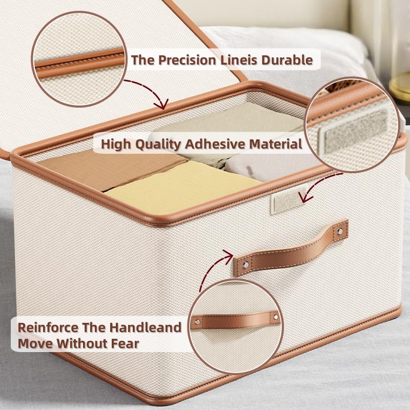 Siocok 2 Pack Storage Boxes with Lids, Collapsible Storage Box with Lid, Fabric Storage Boxes with Handles, 37x27x26cm, Bins for Organizing Home