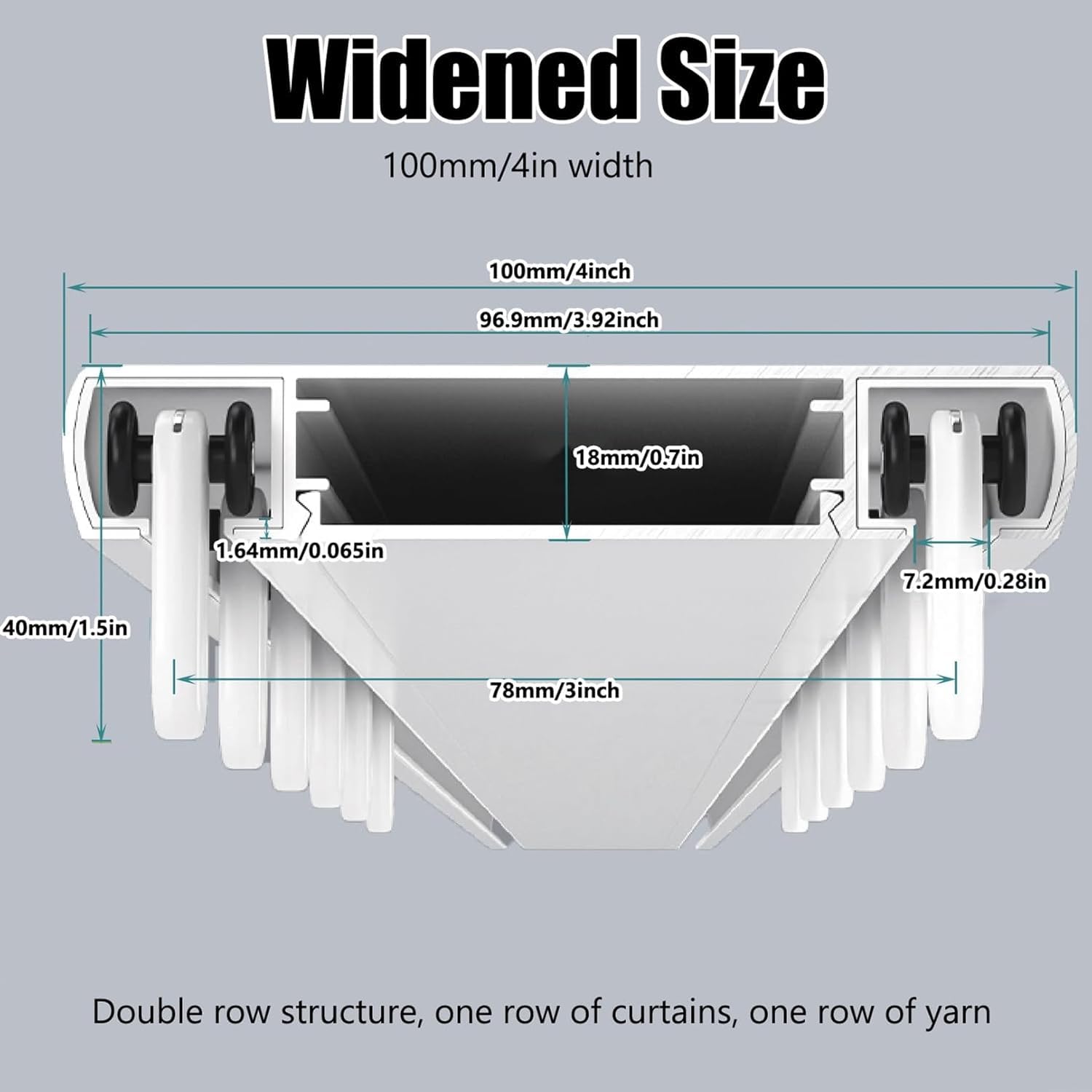White Ceiling Mounted Curtain Track – Heavy Duty Double Track for Room Divider – Easy Install Ceiling Rail System (White-3M)