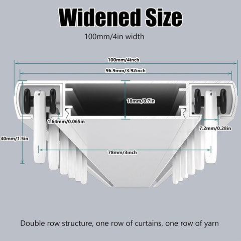 White Ceiling Mounted Curtain Track – Heavy Duty Double Track for Room Divider – Easy Install Ceiling Rail System (White-3M)