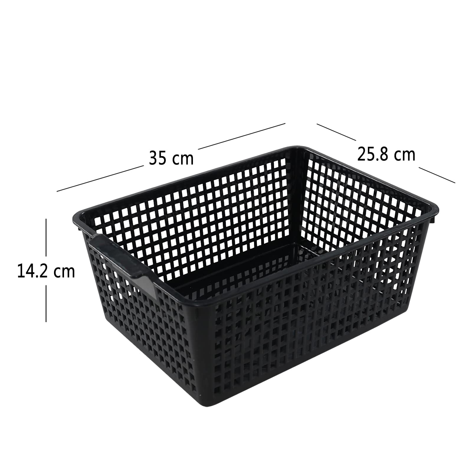 Joyeen Large Stroage Basket, Plastic Kitchen Cupboard Basket Box Set of 4 (Black)