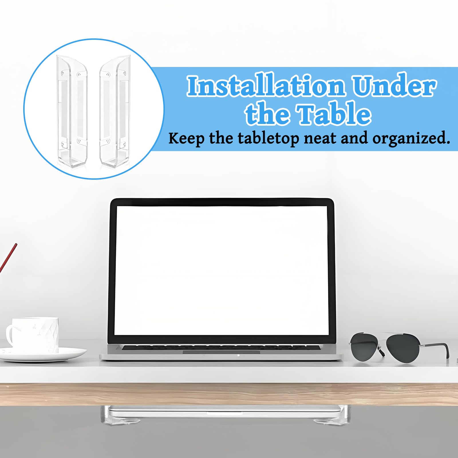 Under Desk Laptop Mount Holder Compatible with MacBook, Surface, iPad&More