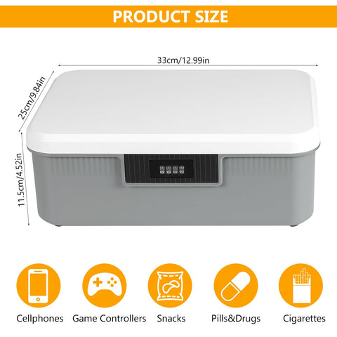 Lockable Medicine Box With 4-Digit Combination Lock, 26x22x12cm Gray