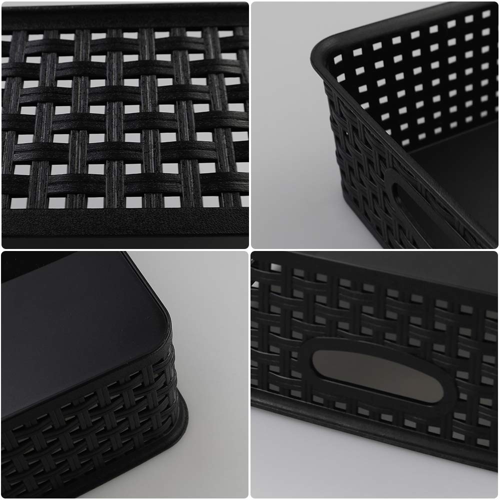 Bringer Plastic Office Paper Storage Basket Tray, Set of 6 A4 Size Storage Basket Tray, Black