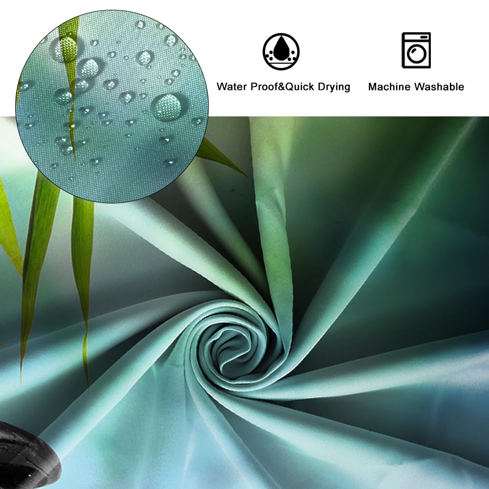 SDOTPMT 72x96inch Spa Japanese Theme Shower Curtain Green Bamboo Leaves Orchid Basalt Stones Bath Curtain Zen Meditation Bathtub Curtain for Bathroom