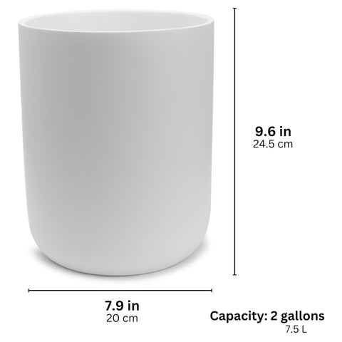 YEW DESIGN Matte White Round Compact Trash Can Mini, 2 Gallons / 7.5L Garbage Bin, Tiny Wastebasket for Bathrooms, Office, Under Desk, Bedroom