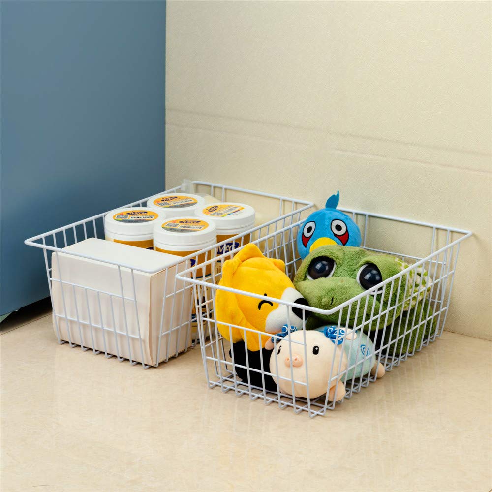 SANNO Freezer Wire Organizer Storage Basket Large Organizer Bins for Organizing Fridge Storage, Freezer, Office, Bathroom