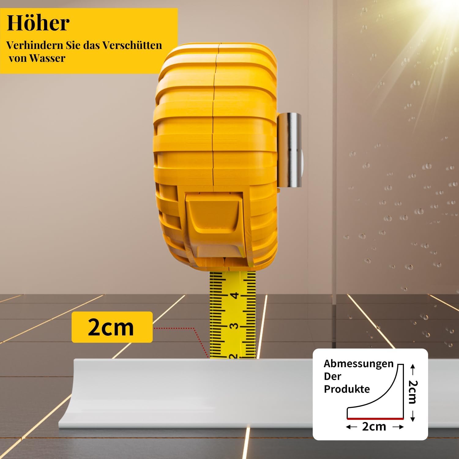 ALITAIYI wet room floor barrier for shower,Self-Adhesive shower threshold water barrier,Collapsible silicone shower tray sealing strip water