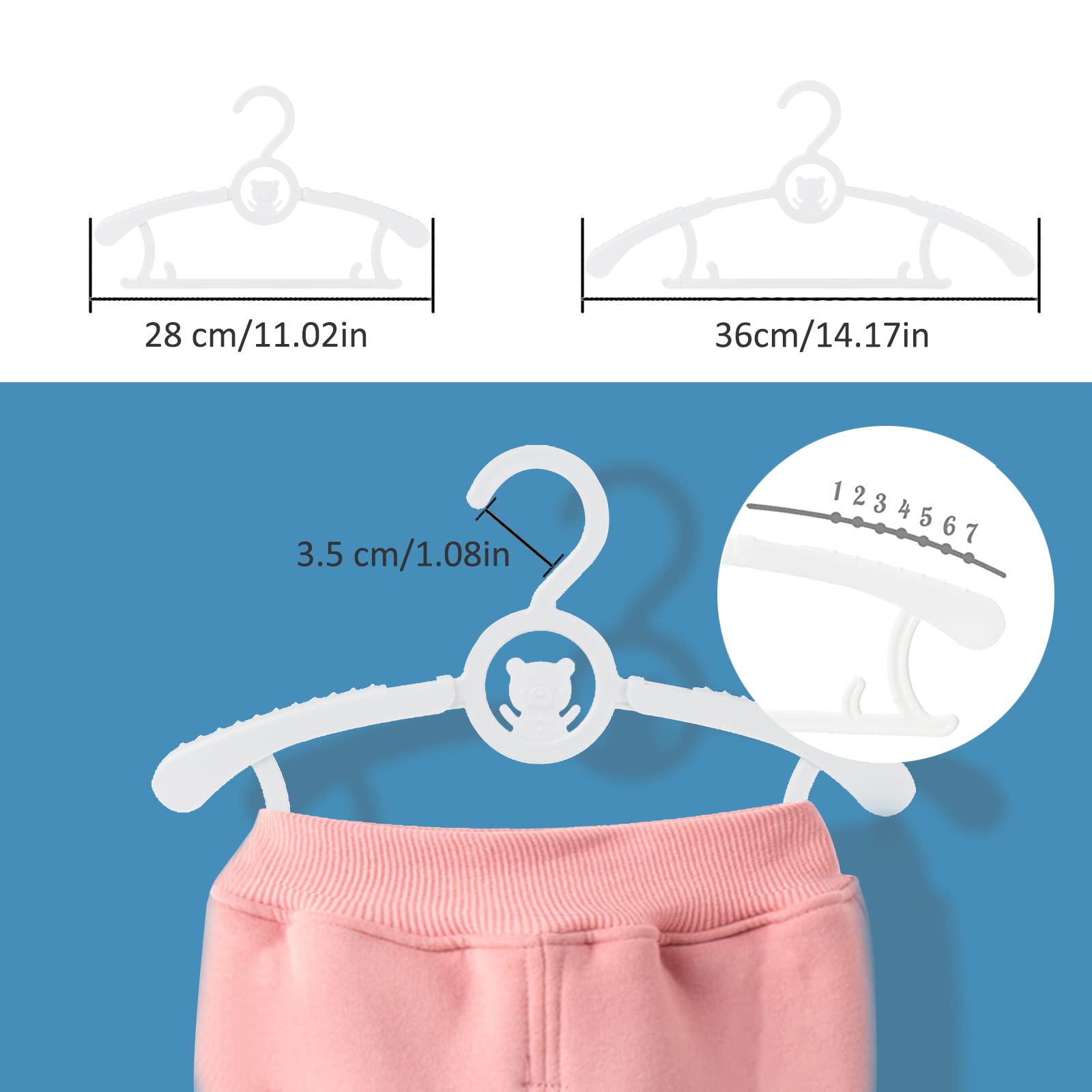 Baby Clothes Hangers 20 Pack, Plastic Kids Hangers Space Saving for Closet