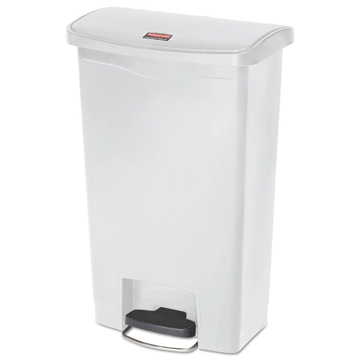 Rubbermaid Commercial Products Slim Jim Step-on Resin Front Step Waste Receptacle Bin 50 Litre White 1883557