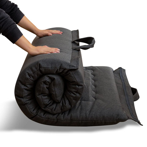 MAXYOYO Portable Foldable Futon Mattress, Hypoallergenic Fabric and Foam Mattress Pad with Handle and Zipper for Outdoor Indoor Camping Guest Car