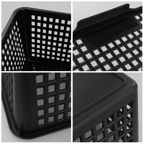 Yarebest Large Plastic Storage Basket Box, Cupboard Storage Baskets, 3-Pack (Black)