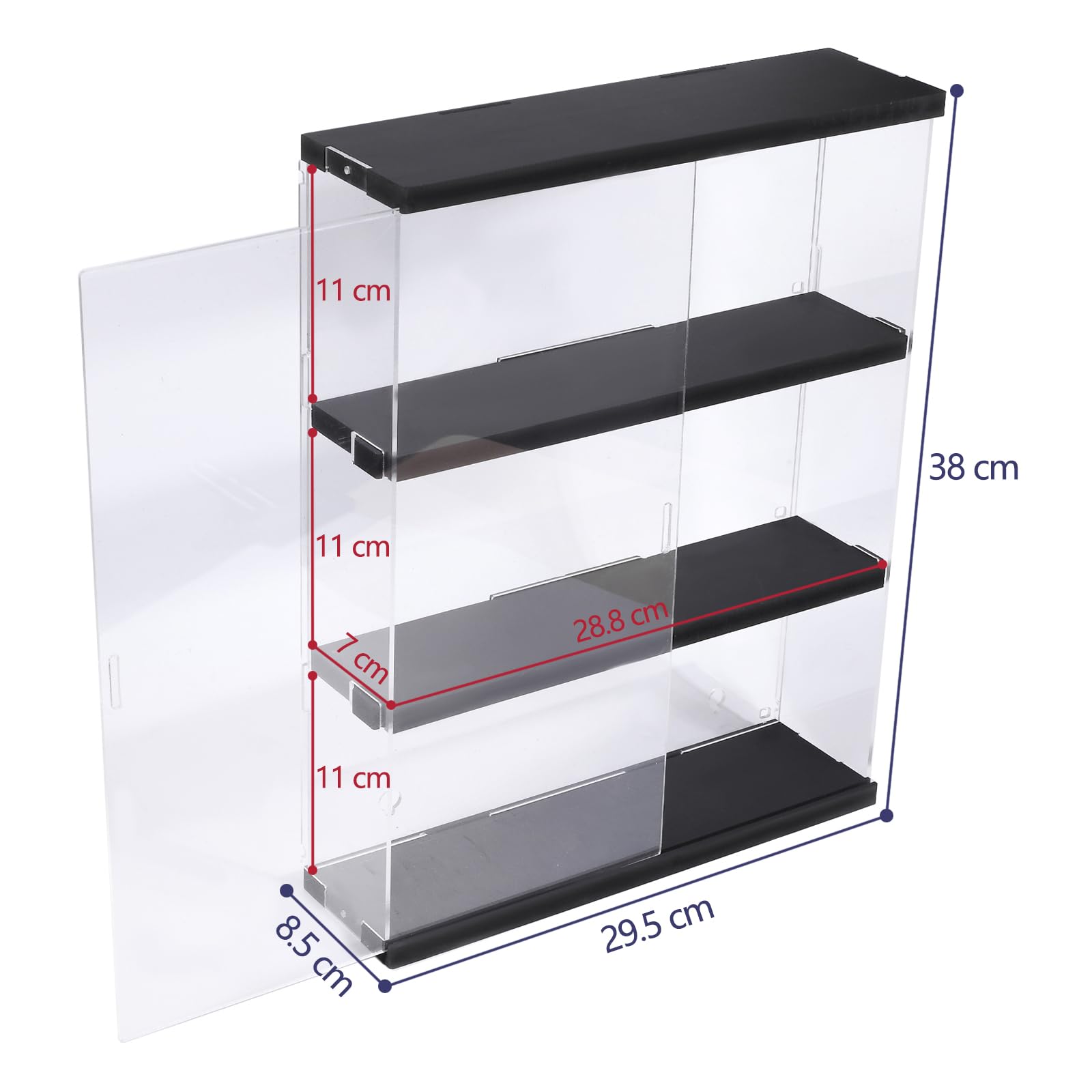 Nynelly 3 Shelf Clear Acrylic Display Case with Door - Wall Display Shelf for Models, Figures, Funko Pop, Pop Mart, Labubu, Sonny Angel, Smiski