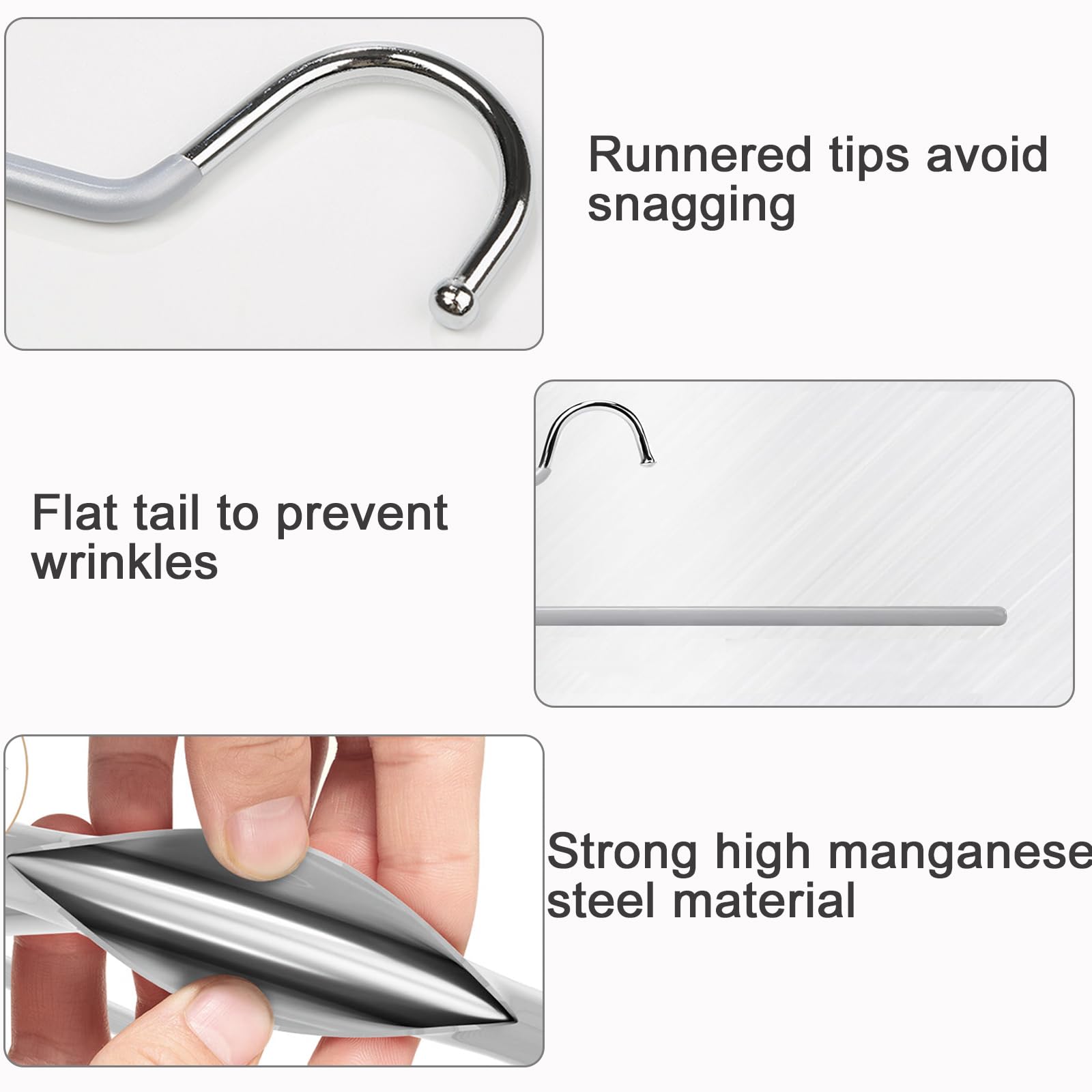 Metal Trouser Hangers, 20 Pack Stainless Steel Non Slip Space Saving 29cm