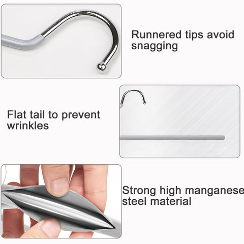 Metal Trouser Hangers, 20 Pack Stainless Steel Non Slip Space Saving 29cm