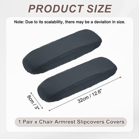 sourcing map Chair Armrest Slipcovers Covers, 32 x 8cm Polyester Removable Seat Hand Rest Protector for Office Chairs Desk Chair(Dark Gray)