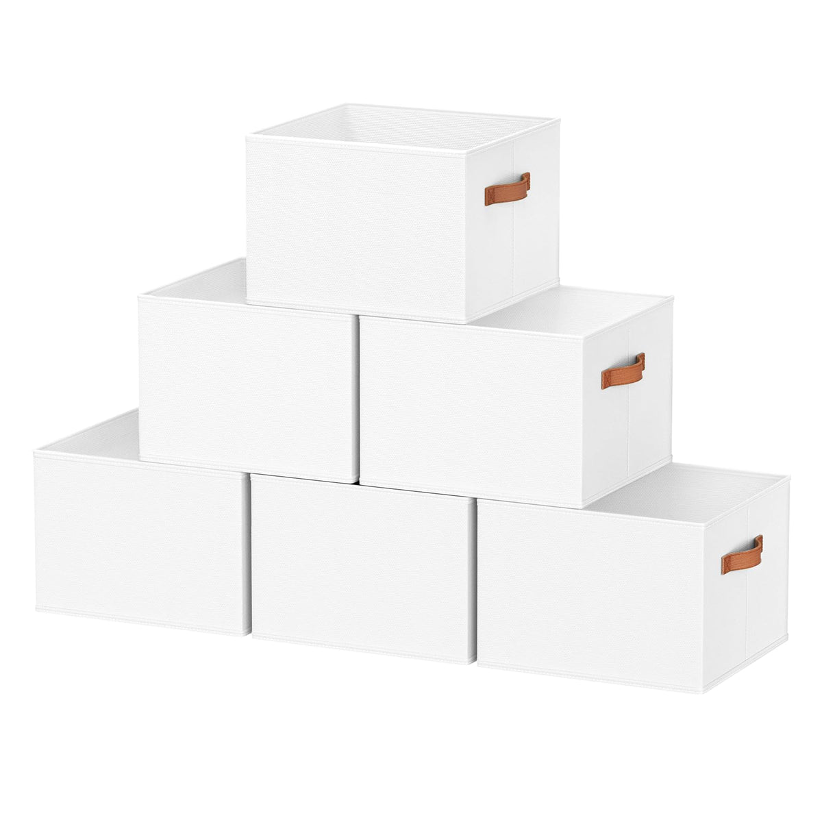 6 Pack Collapsible Fabric Storage Boxes for Wardrobe Shelves, 14"x10",White