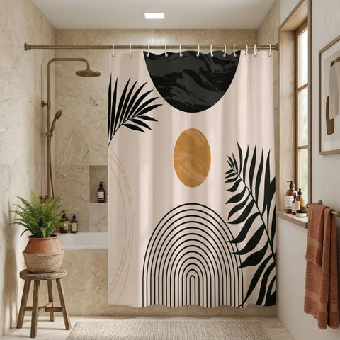 Rohxyzo Abstract Geometric Boho Shower Curtain 180 x 180 cm, Polyester Fabric Shower Curtains for Bathroom Wet Room