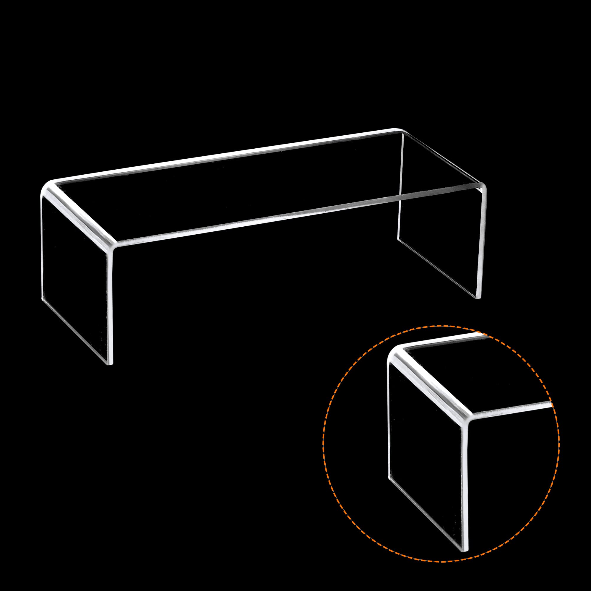 sourcing map Small Shoes Display Stand Rack, 200x80x65mm Acrylic Storage Shelf Holder Clear 2 Pcs