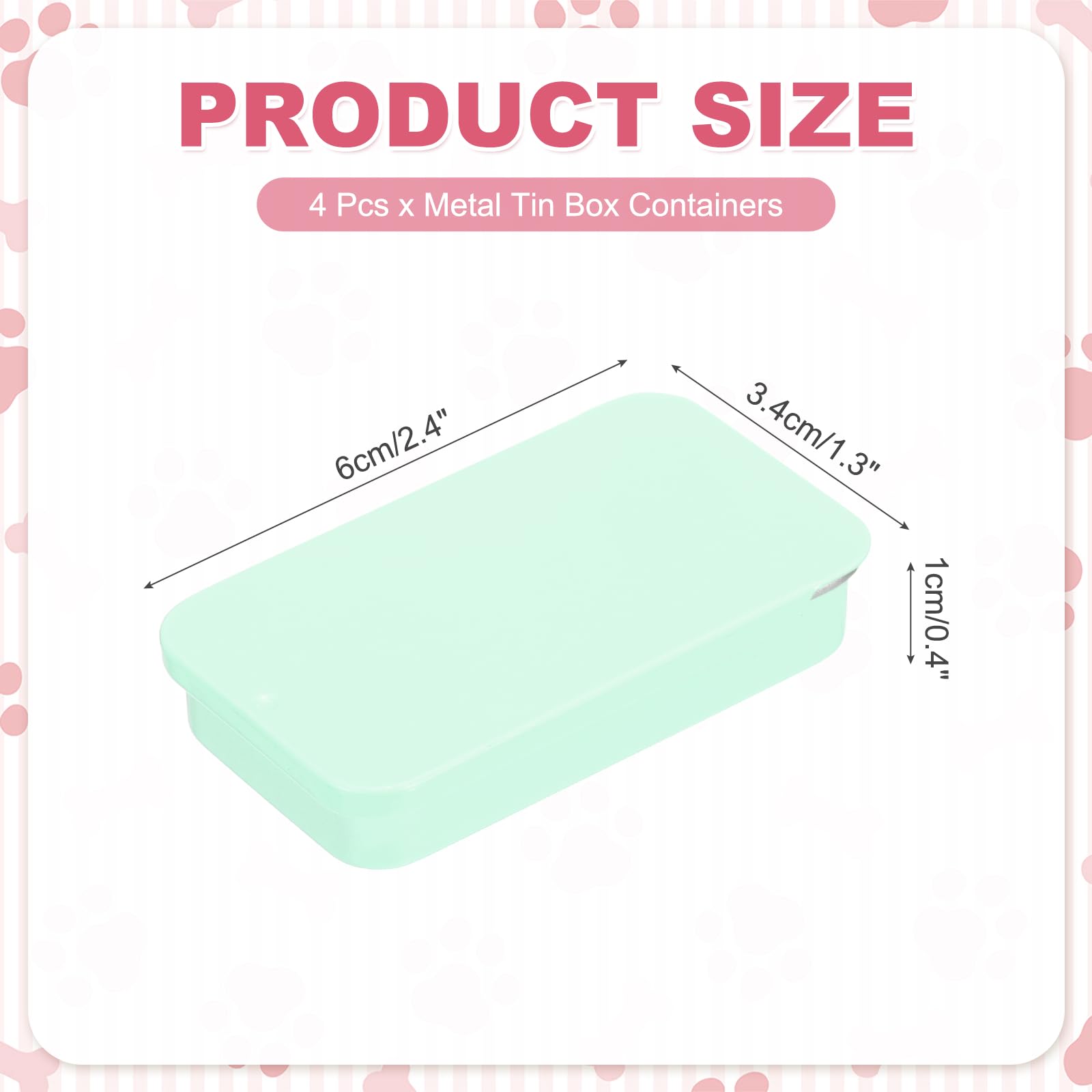 sourcing map 4 Pcs Metal Tin Box Container, 2.4x1.3x0.4 Slide Top Tin Containers Small Empty Rectangular Storage Box for Lip Balm Candies Jewelry