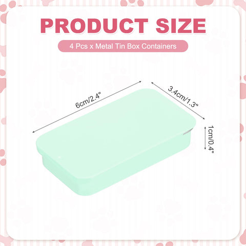 sourcing map 4 Pcs Metal Tin Box Container, 2.4x1.3x0.4 Slide Top Tin Containers Small Empty Rectangular Storage Box for Lip Balm Candies Jewelry
