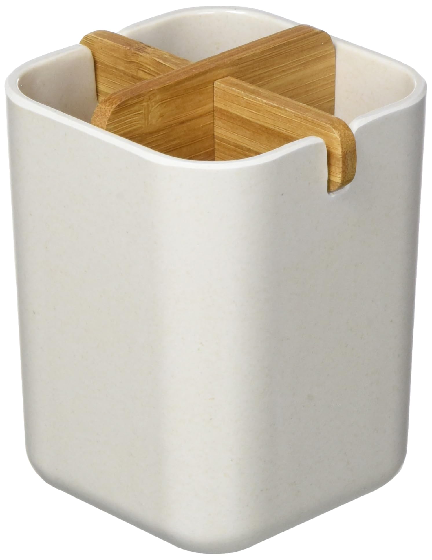 Lexon LH39W8 Bamboo Toothbrush Holder, White, 8.5 x 8.5 x 10.5 cm
