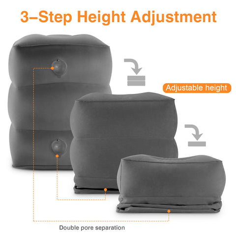 Maliton Inflatable Airplane Foot Rest with Pump Bag (Darkgrey, 2Pcs)
