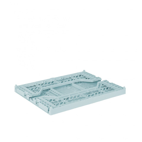 AYKASA Folding Crate, Sturdy Folding Box, Plastic, Stackable, Arctic Blue, Midi (40 x 30 x 14 cm)