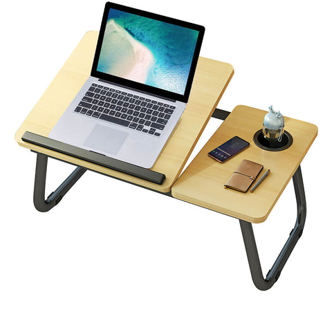 Laptop Desk, Laptop Bed Table with Foldable Legs & Cup Slot, Reading Holder Notebook Stand Breakfast Bed Tray Book Holder for Sofa, Bed, Terrace