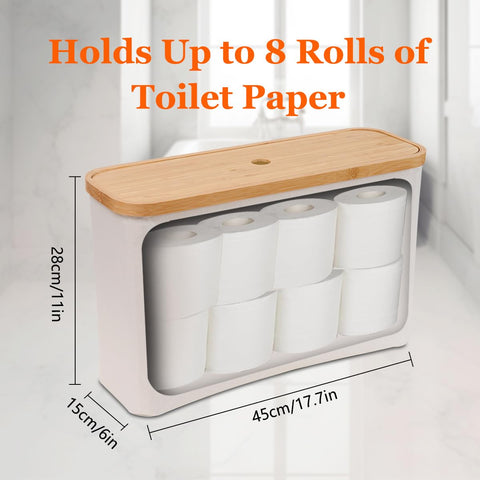 IHOMAGIC 19L Bathroom Storage Box with Lid, Folding Toilet Roll Holder Stand with Foot Pads, Multipurpose Toilet Roll Basket Storage