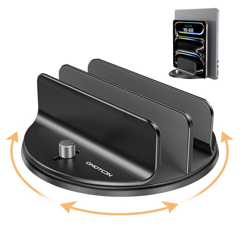OMOTON Vertical Laptop Stand, 360° Swivel Dual Slot Aluminium Holder