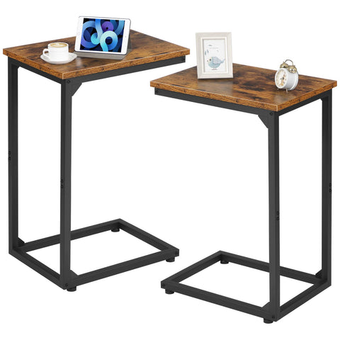 AMHANCIBLE C-Shaped Side Table, Side Table Living Room, Sofa Table Set of 2