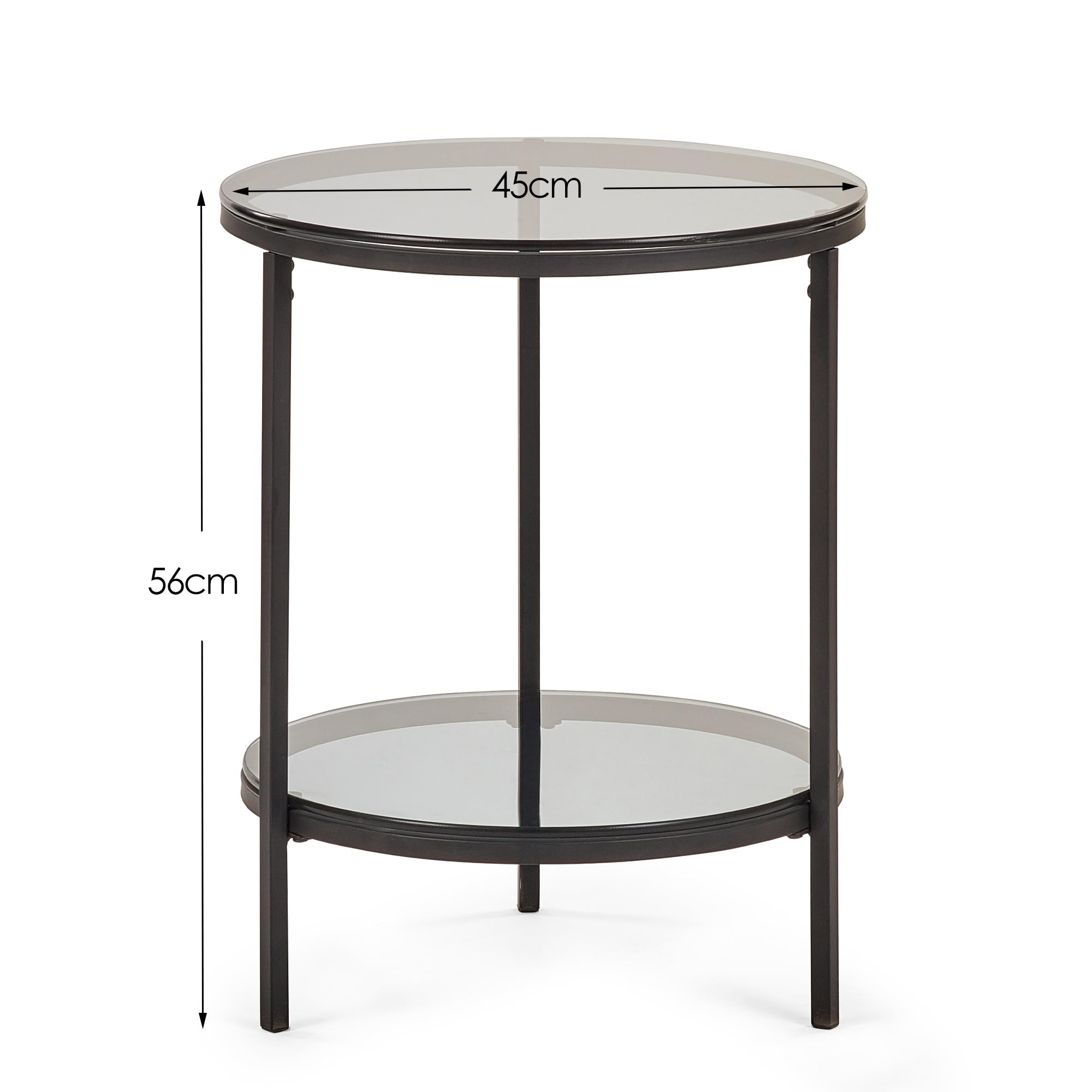 Julian Bowen Chicago End Table with Shelf, Smoked Glass - H55 x W45cm