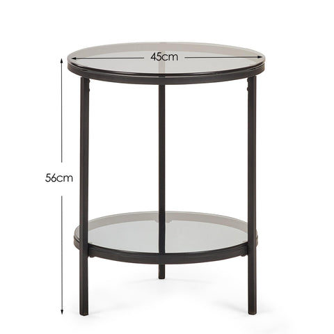 Julian Bowen Chicago End Table with Shelf, Smoked Glass - H55 x W45cm