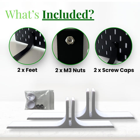 shush Pegboard Support Feet Compatible with IKEA SKADIS – Free Standing Desk Base for Pegboard Display (Pair) (White)
