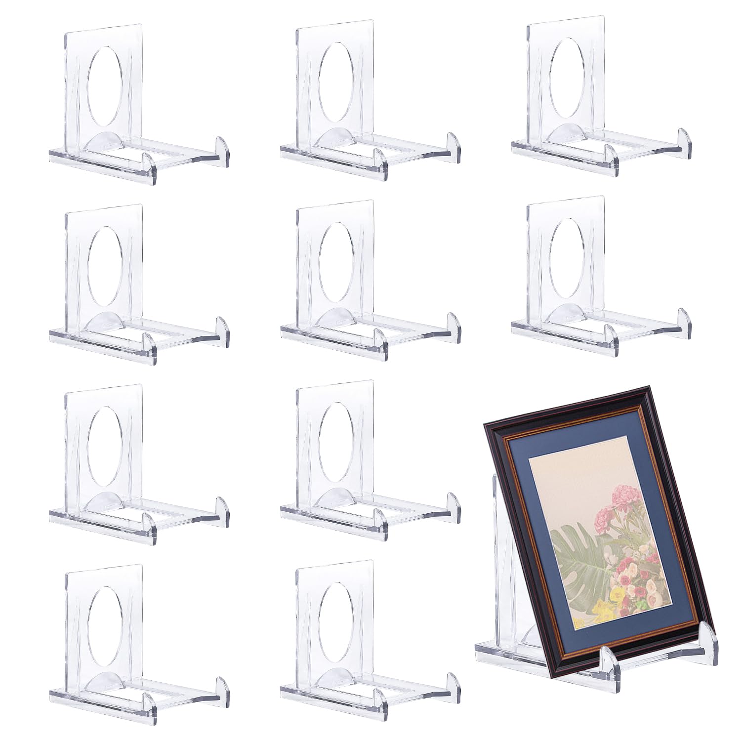 SYEYCW 10 Pcs Acrylic Display Stand, Clear Adjustable Clear Acrylic Plastic Display Stands, Multifunctional Card Display Stand, for Photos