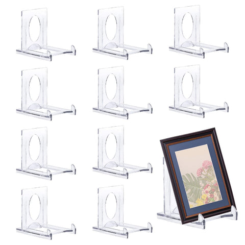 SYEYCW 10 Pcs Acrylic Display Stand, Clear Adjustable Clear Acrylic Plastic Display Stands, Multifunctional Card Display Stand, for Photos