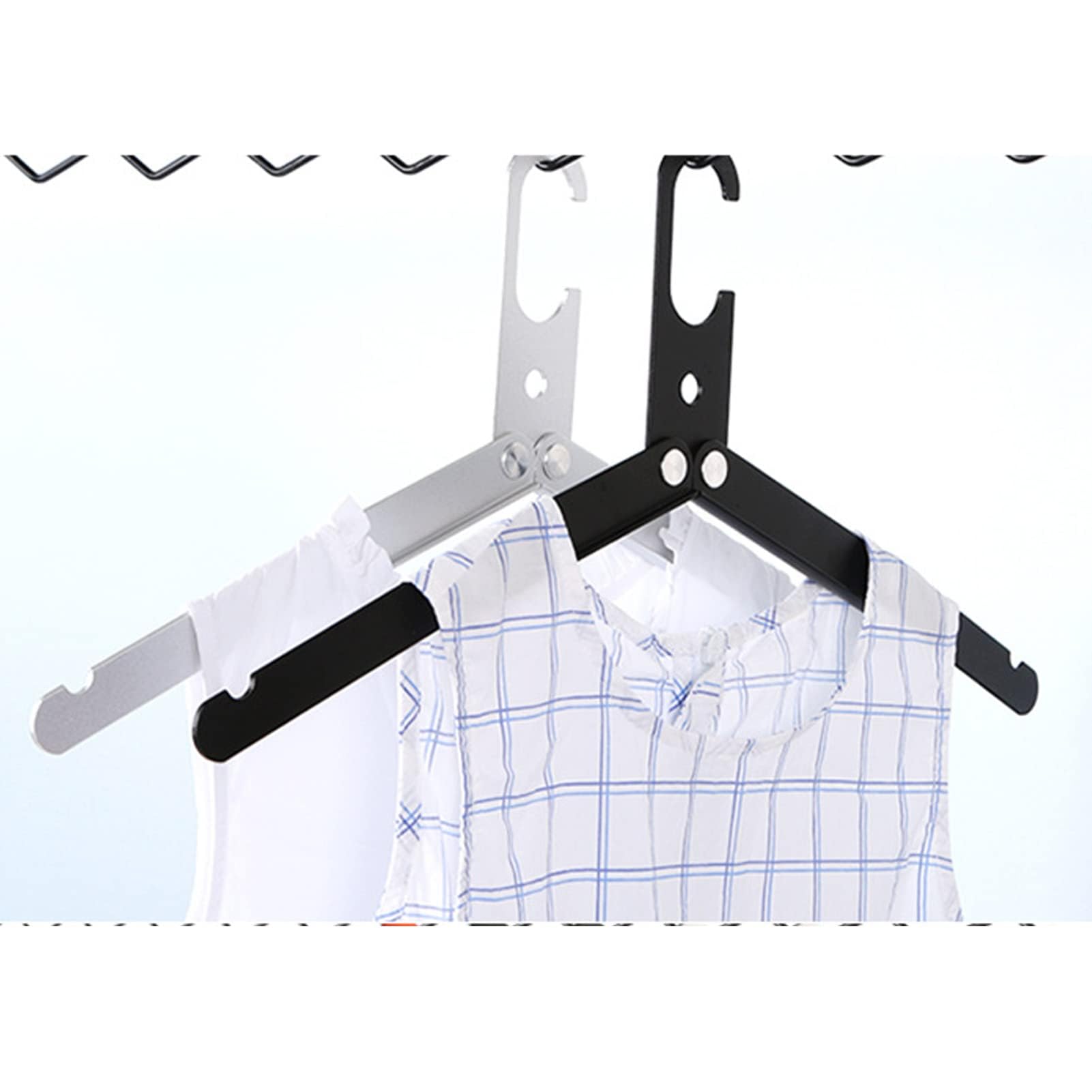 Clothes Hanger, Foldable Travel Hanger with Windproof Hook High Strength Travel Essentials Clothes Drying Rack for Home, Camping, Hotel