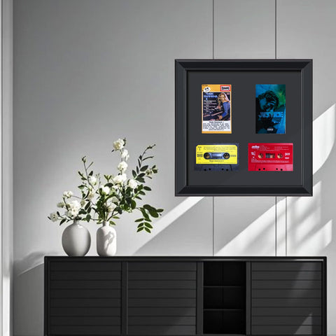 Cassette Tape Storage Shadow Box Display Cabinet,Cassette Storage Display Frame,Cassette Tape Case Display Frame with EVA Foam Lining,Retro Music