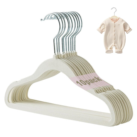 Baby Velvet Hanger 10Pcs, Non-Slip Kids Coat Hangers, Ultra-Slim Space Saving Toddler Children's Hangers for Clothes