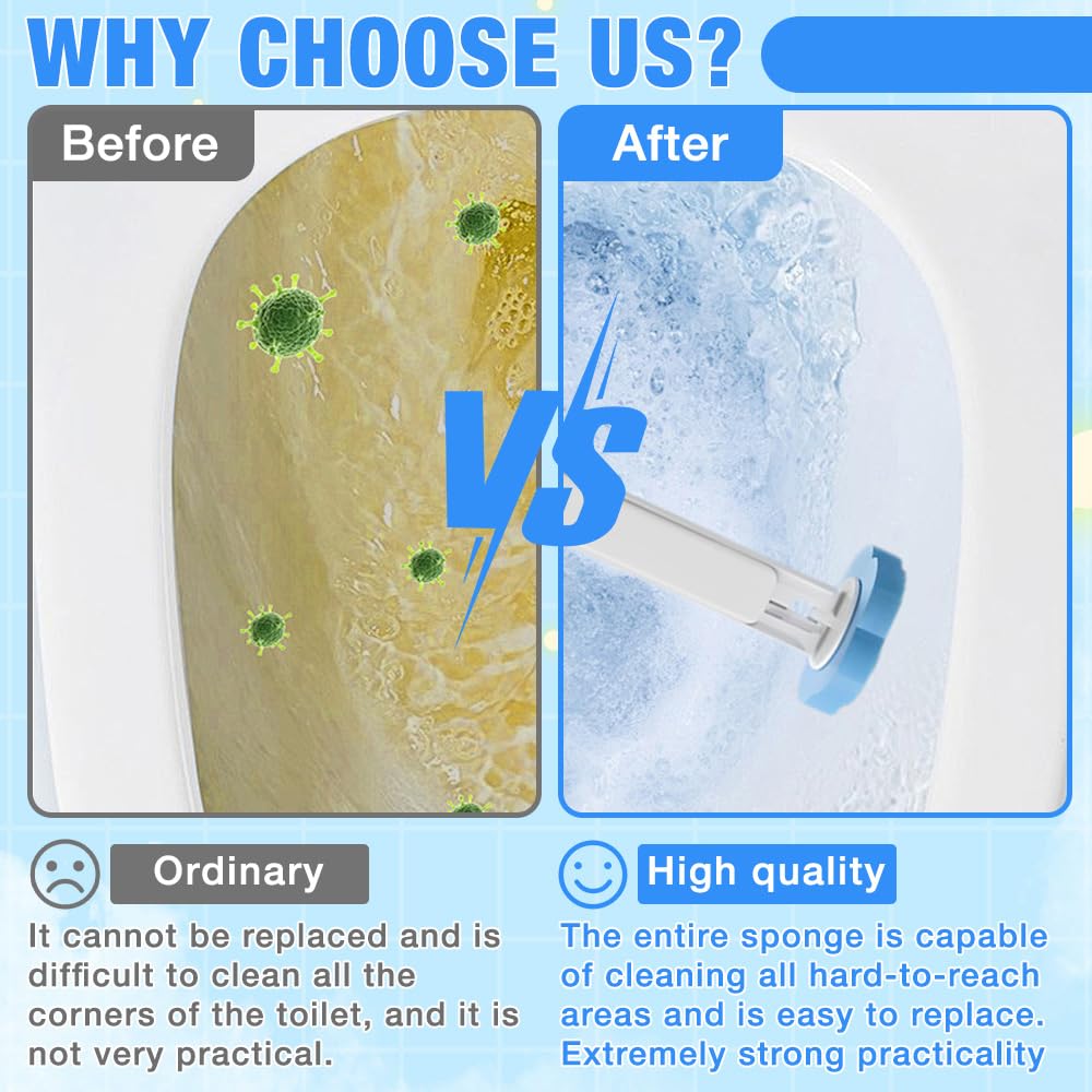 30PCS Disposable Toilet Brush Replacement Head, Disposable Toilet Cleaning System, Disposable Replacement Head, No Odour Cleaning