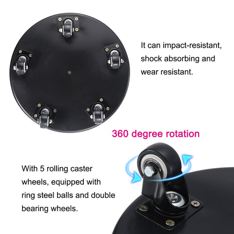 PATIKIL Low Rolling Stool Chair - PU Leather Universal Wheel Seat for Home Office Fitness - Round Roller Stool (Black)