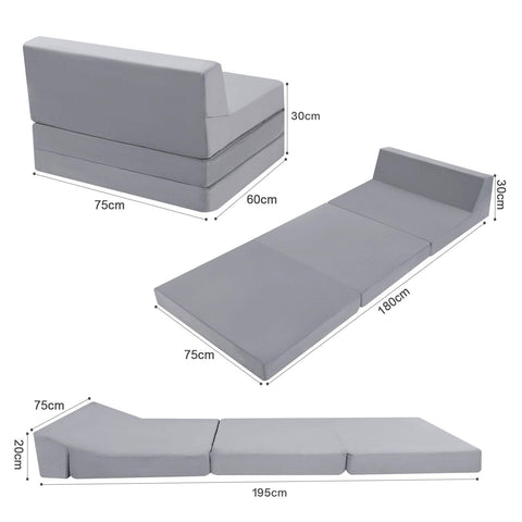 MeMoreCool Folding Floor Mattress Single, 195x75cm, Grey
