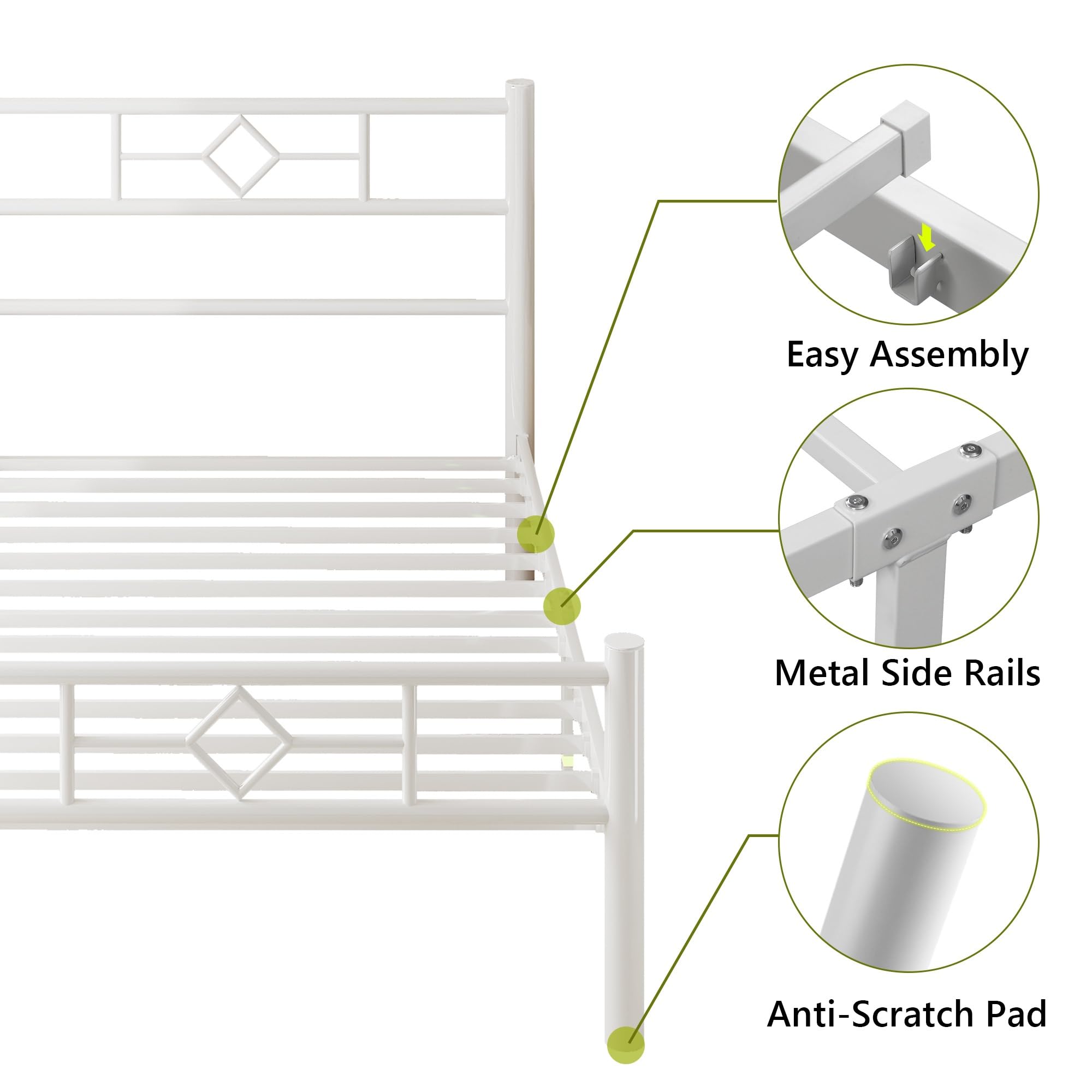 Feonase Single Bed Frame with Headboard and Footboard, Metal Platform Bed Frame Single with Underbed Storage, Solid Metal Slats Support