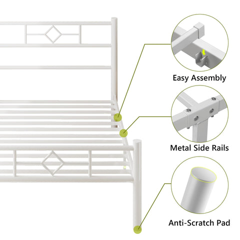 Feonase Single Bed Frame with Headboard and Footboard, Metal Platform Bed Frame Single with Underbed Storage, Solid Metal Slats Support