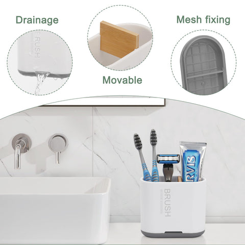 PARKMANI Electric Toothbrush Holders for Bathrooms, Toothbrush and Toothpaste Holder, Detachable Bathroom Toothbrush Caddy With Drainage for Family