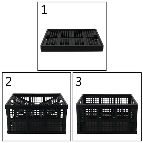 Yarebest Foldable Plastic Crates, Set of 3 Foldable Crate for Storage, Black