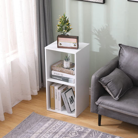 ETNIC ART Double Cube Furniture Storage Bookcase Shelf White 35 x 30 x 70 cm MDF Wood Shelf Office Design Entrance Living Room