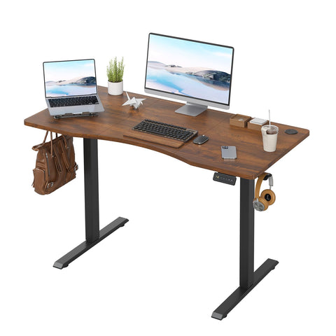 Farini U-Shaped Ergonomic Electric Standing Desk, 120x60cm, Height Adjustable Sit to Stand Desk with Memory Keypad & Headphone Hook for Home and