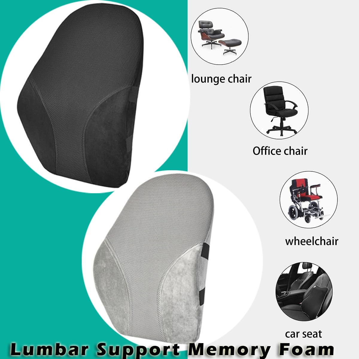Qollection Lumbar Support Memory Foam Back Pain Back Support Heat Sensitive & Durable Memory Foam Sitting for Office
